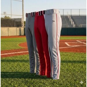 Boombah Long Baseball Pants. Lot of 3. Red & Grey. Size 26